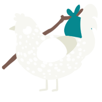 A white chicken with a speckle pattern