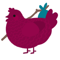 A maroon chicken with a lace pattern