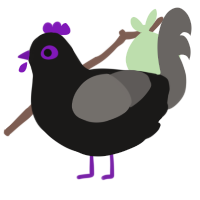 A sable and grey chicken