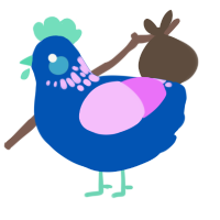 A ultramarine and lavender chicken with a neck-speckle pattern