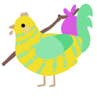 lolly, a yellow and spring chicken with a bar pattern