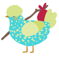 A aqua and lemon chicken with a speckle pattern
