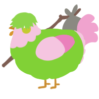A grass and pink chicken with a head pattern