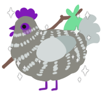 A ash and silver chicken with a bar pattern