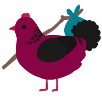 A maroon and sable chicken with a neck-band pattern