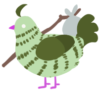 A gluppy and olive chicken with a bar pattern