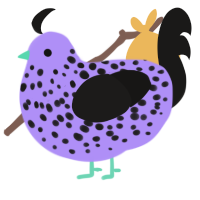 Ube Roll Cake, a lilac and sable chicken with a speckle pattern