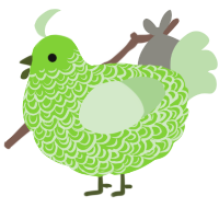 A grass and gluppy chicken with a double-lace pattern