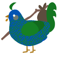 A ultramarine and leaf chicken with a double-lace pattern