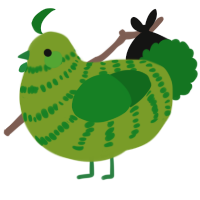 A chartreuse and leaf chicken with a bar pattern