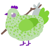 A gluppy and grass chicken with a speckle pattern