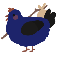 A navy and sable chicken