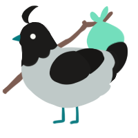 Karen, a silver and sable chicken with a head pattern