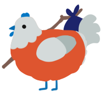A vermilion and silver chicken with a head pattern