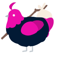 A tumblr and fuchsia chicken with a head pattern