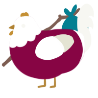 A maroon and white chicken with a head pattern