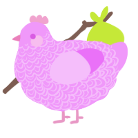 strawberry milk, a lavender chicken with a double-lace pattern