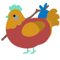 A red and ochre chicken with a head pattern