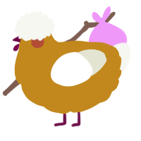 A ochre and white chicken