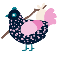 A tumblr and pink chicken with a speckle pattern