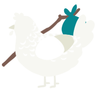 A white chicken with a half-lace pattern