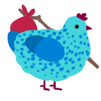 A aqua and sapphire chicken with a speckle pattern