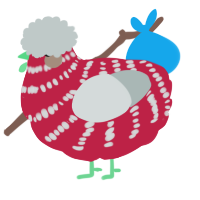 A crimson and silver chicken with a bar pattern