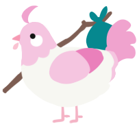 A white and pink chicken with a head pattern