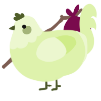 A apple chicken with a head pattern