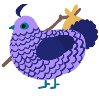 A lilac and navy chicken with a lace pattern