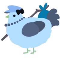 A white and grey chicken