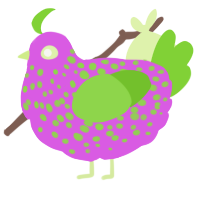A orchid and grass chicken with a speckle pattern