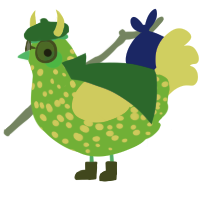 A violet and tumblr chicken with a speckle pattern