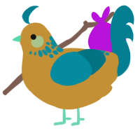 A gold and sea chicken with a neck-speckle pattern