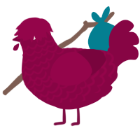 A maroon chicken with a lace pattern