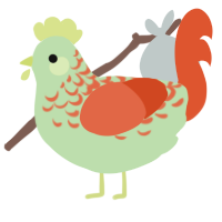(unnamed), a gluppy and vermilion chicken with a half-lace pattern