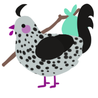 A silver and sable chicken with a speckle pattern