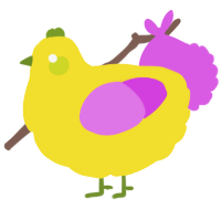 A yellow and orchid chicken