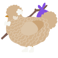 A beige chicken with a lace pattern