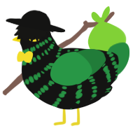 A black and viridian chicken with a bar pattern