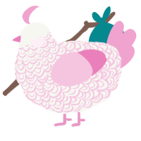 A white and pink chicken with a double-lace pattern