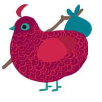 A maroon and crimson chicken with a double-lace pattern