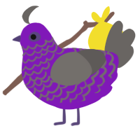 A violet and grey chicken with a lace pattern
