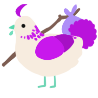 A cream and amethyst chicken with a neck-speckle pattern