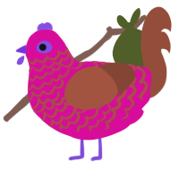 A fuchsia and russet chicken with a lace pattern