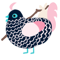 Beeper, a tumblr and rose chicken with a lace pattern