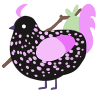 A sable and lavender chicken with a speckle pattern