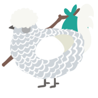 A mist and white chicken with a lace pattern