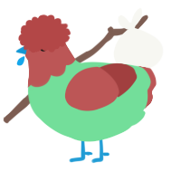 A spring and red chicken with a head pattern