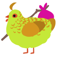 A lime and ochre chicken with a half-lace pattern